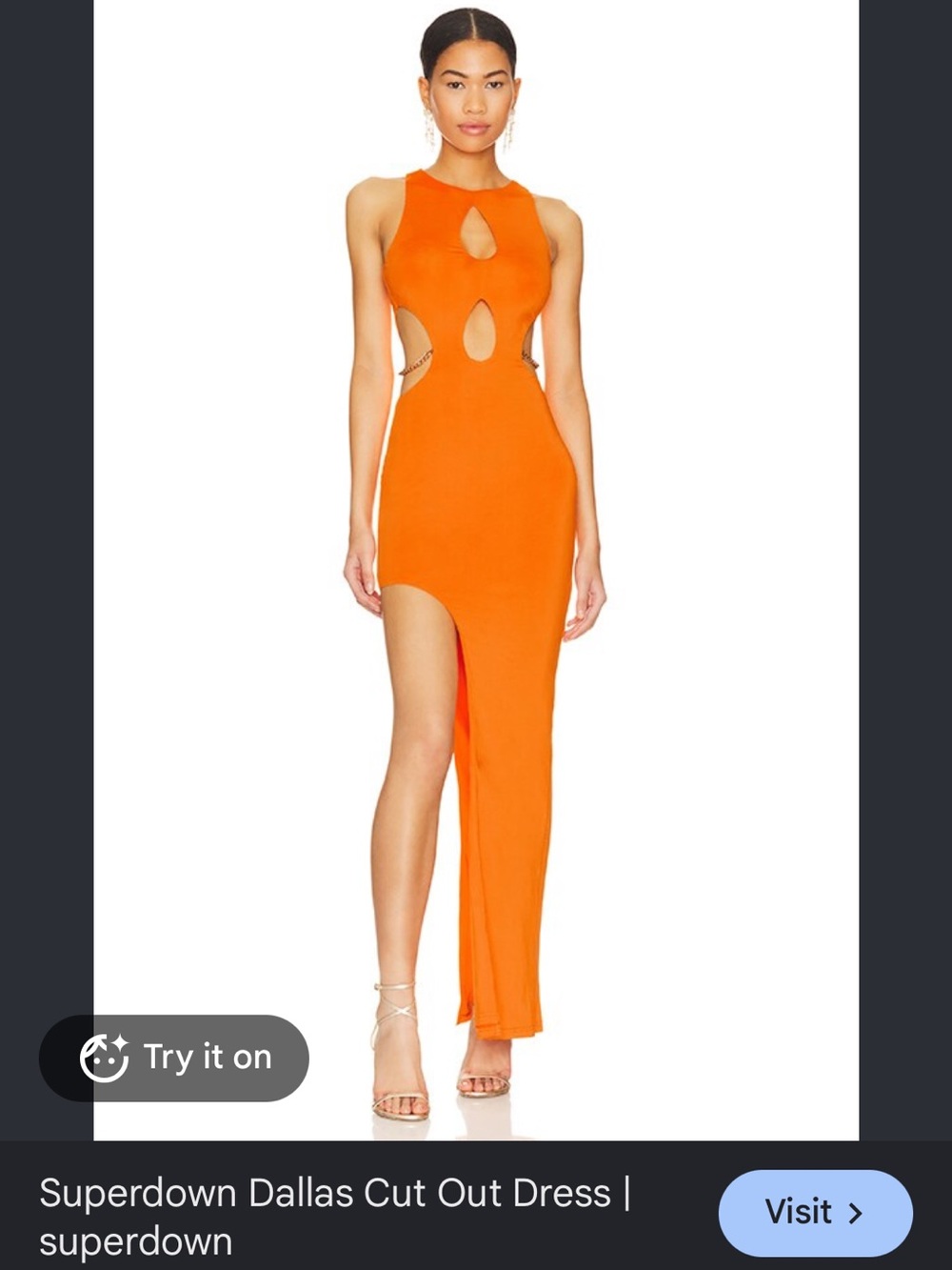 Superdown Neon Orange Dallas Cutout Dress with Chain Detail
